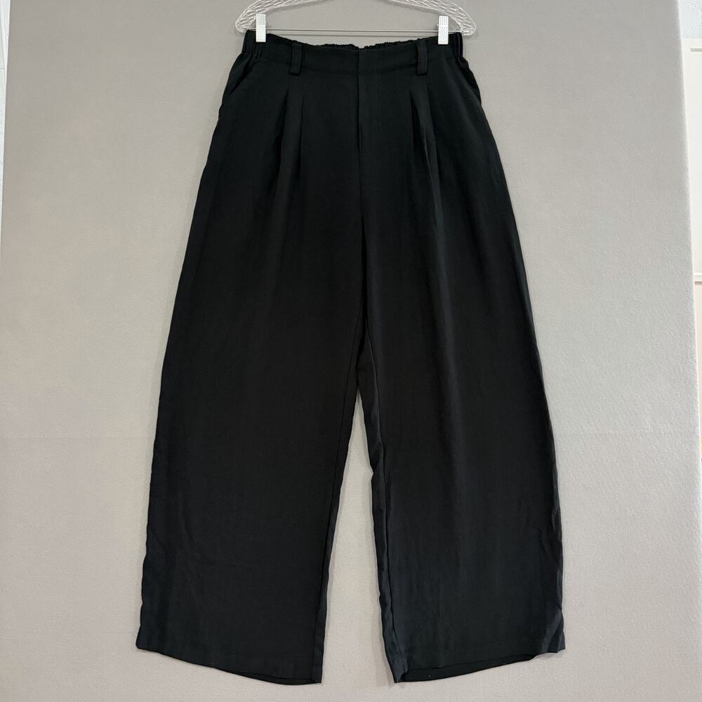 Halara Wide Leg Pants Large Tall Black Pleated Capsule Workwear Academia